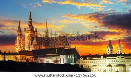 Prague Castle at sunset - Czech republic Royalty-Free Stock Photo #119662150