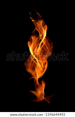 Fire flames isolated on black background. Royalty-Free Stock Photo #1196644492