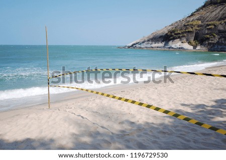  Caution Yellow Line on Beach Warning And Safety Zone                                                               
