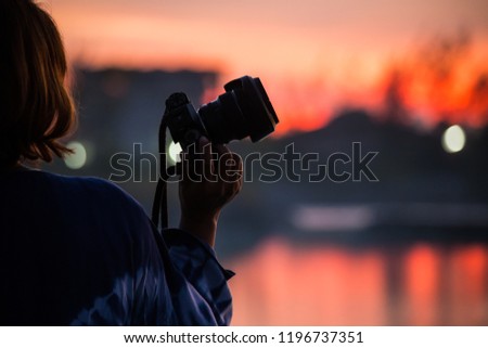 photographer and sunset
