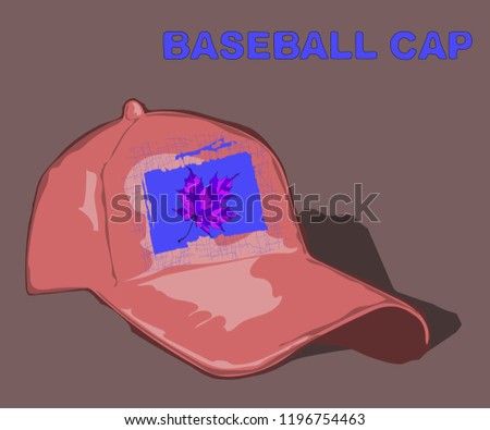 Hand drawn   baseball cap with a design sign on a nice concise background