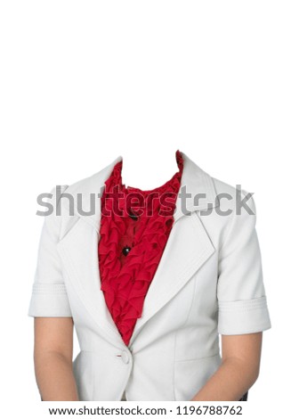 Woman Suit Without Head on White Background.