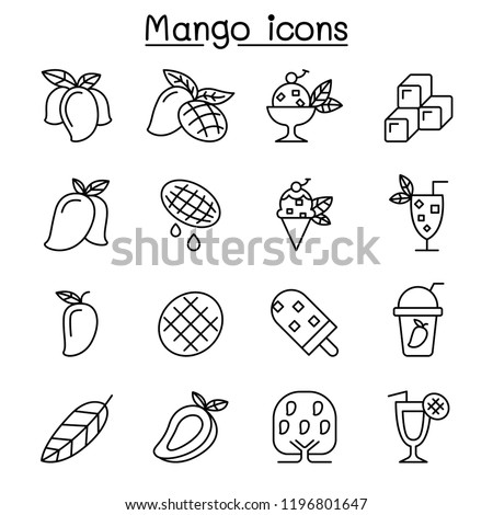 Mango icon set in thin line style