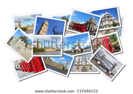 Postcard collage from London in England, United Kingdom. All photos taken by me and available also separately.