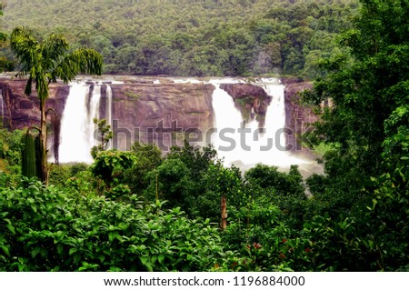 Landscape of Athirapally waterfall located in the Indian state of Kerala