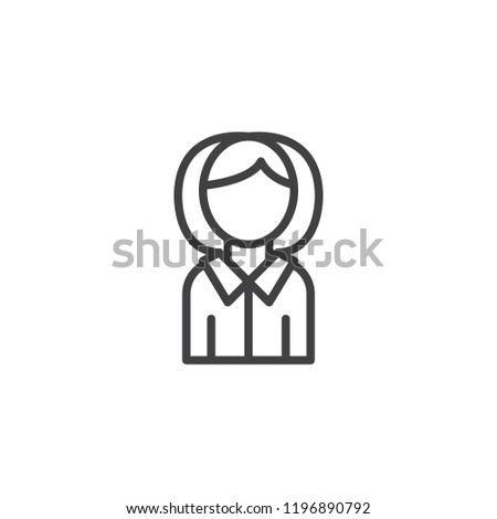 Woman guide outline icon. linear style sign for mobile concept and web design. Museum Guide simple line vector icon. Symbol, logo illustration. Pixel perfect vector graphics