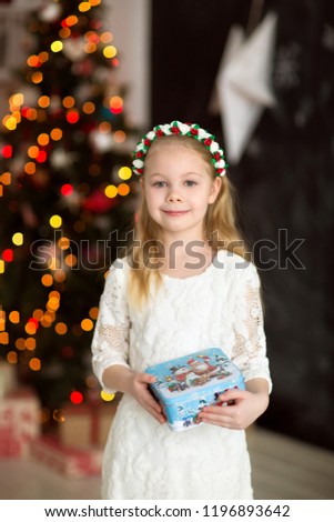 beautiful girl in the Christmas decorations