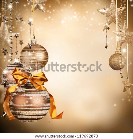  Christmas theme with glass balls and free space for text
