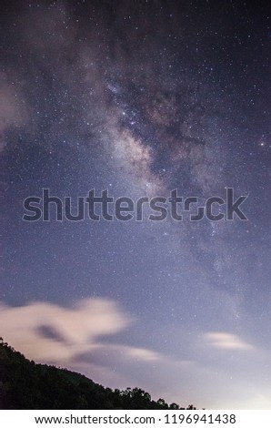 Milky way on clear sky, noise in image.