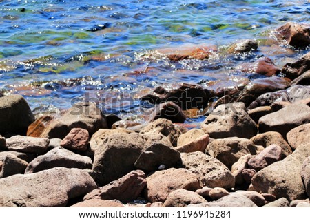 Rock textures on the shore in Cabo de Gata, Almeria, Andalusia, Spain