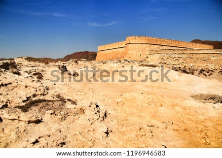 Beautiful fortification built on fossilized dune in Cabo de Gata, Almeria, Spain