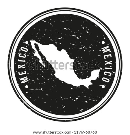Mexico Map Symbol. Round Design Stamp Travel and Business Vector.