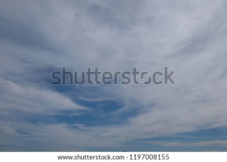 Blue sky with white clouds before raining. Textured background, natural background.