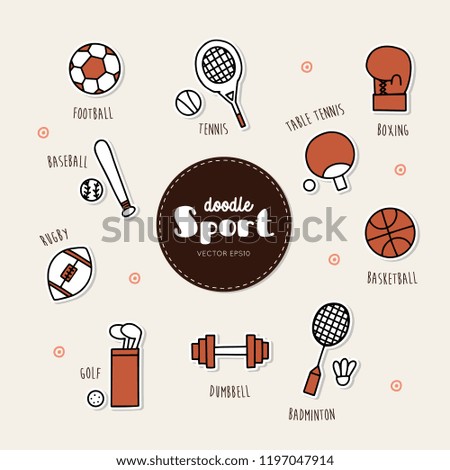 Vector set of sport icons. Doodle. 
