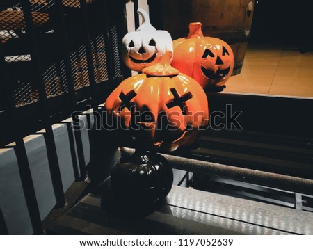 Pumpkin face ghost on Halloween day to make you scared.