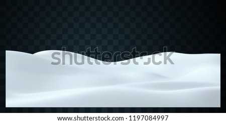 Snowy landscape isolated on dark transparent background. Vector illustration of winter decoration. Snow background. Snowdrift. Game art concept Royalty-Free Stock Photo #1197084997