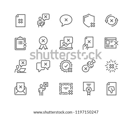 Simple Set of Reject Related Vector Line Icons. Contains such Icons as Refuse Stamp, Cancellation, Decline and more.
Editable Stroke. 48x48 Pixel Perfect. Royalty-Free Stock Photo #1197150247