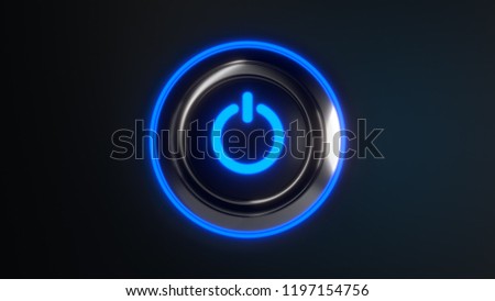 Power button with blue led lights Royalty-Free Stock Photo #1197154756
