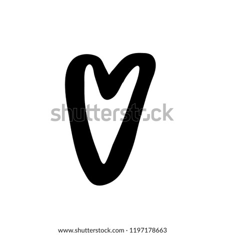 Vector hand drawn heart. Love symbol. Isolated, clip art. Brush, ink. Decor element for Valentine's day card, pattern, poster, label, sticker, postcard and print.