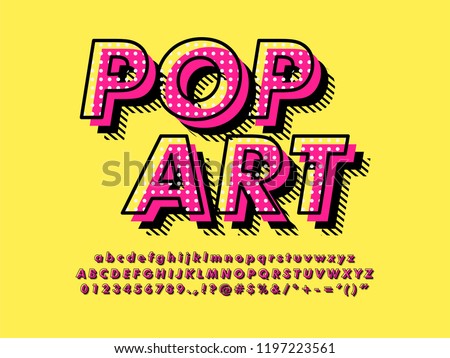 Modern retro old Pop Art Font Effect with rich texture pattern and shadow Royalty-Free Stock Photo #1197223561