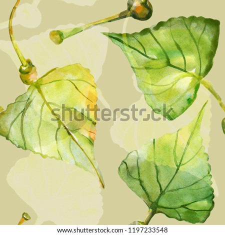 Watercolor seamless pattern of autumn leaves.