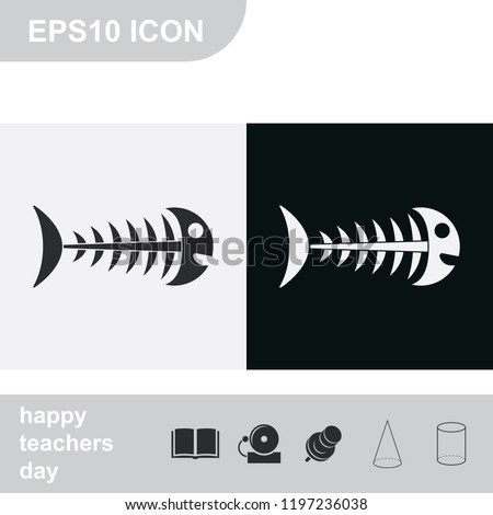 Fishbone flat black and white vector icon.
