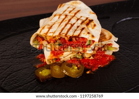 Shawarma with meat and vegetables