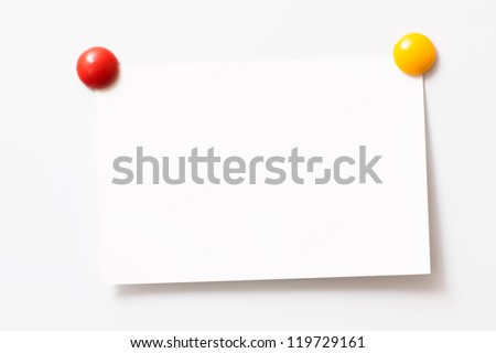 Note with magnets. isolated