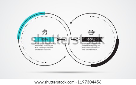Thin line minimal Infographic design template with icons and 2 options or steps.  Can be used for process diagram, presentations, workflow layout, banner, flow chart, info graph. Royalty-Free Stock Photo #1197304456