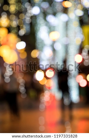 Abstract background image of blurry city decoration lights