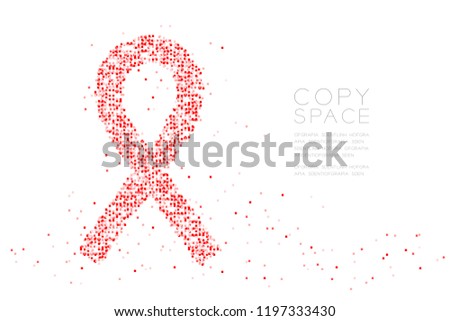 Abstract Geometric Square box pixel pattern HIV Red ribbon shape, World AIDS Day concept design red color illustration on white background with copy space, vector eps 10