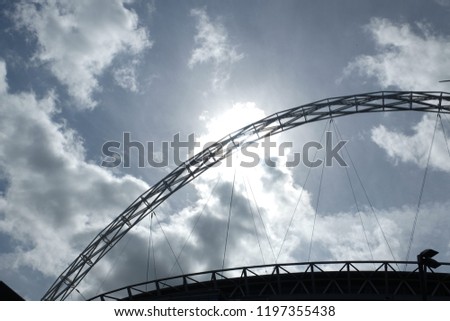 "Wembley, United Kingdom- Circa October,2018: A low angle picture of at Wembley Stadium during afternoon." Royalty-Free Stock Photo #1197355438