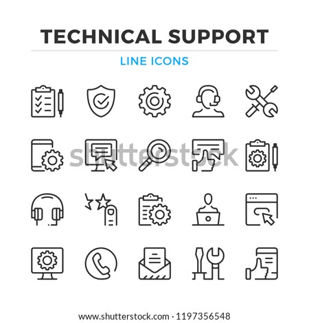 Technical support line icons set. Modern outline elements, graphic design concepts, simple symbols collection. Vector line icons Royalty-Free Stock Photo #1197356548
