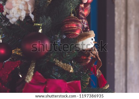 Christmas tree and Christmas decorations back ground and Happy New Year