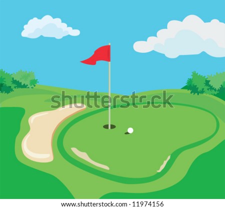 Beautiful golf course in vector format