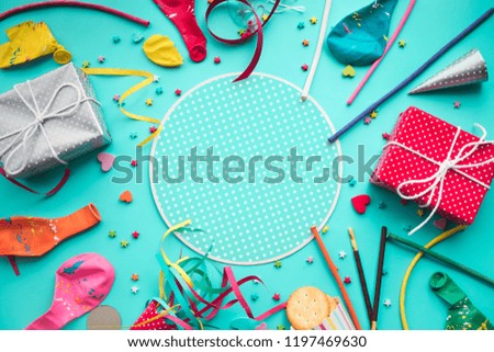 2019 Celebration happy new year background concepts ideas with colorful element,gift box present,confetti,balloon.Flat lay design