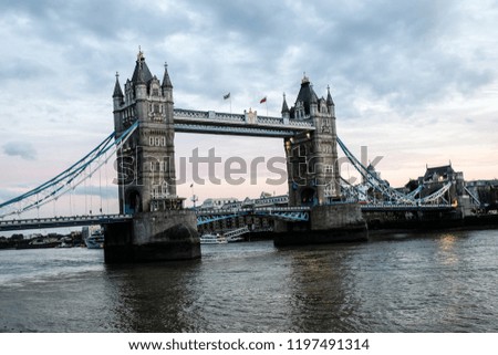 Beautiful Tower Bridge during dusk and cloudy day.