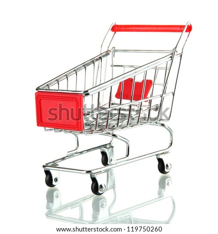 empty shopping trolley, isolated on white