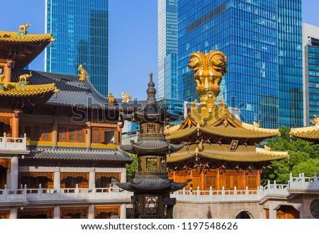 Jing An temple - Shanghai China - travel and architecture background