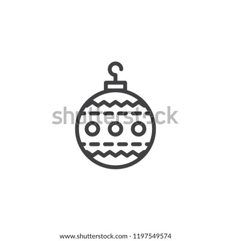 Christmas Bauble outline icon. linear style sign for mobile concept and web design. xmas tree toy simple line vector icon. Symbol, logo illustration. Pixel perfect vector graphics