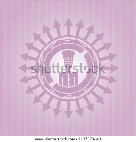 chef icon inside vintage pink emblem