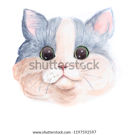 Portrait of a watercolor cat