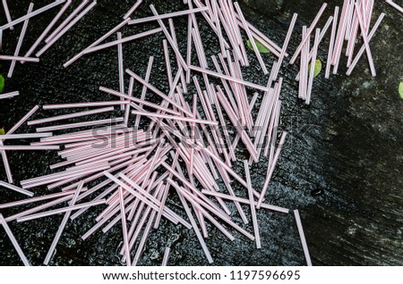 Plastic Straw Ban! Say No To Plastic! Single-use plastic straws. Royalty-Free Stock Photo #1197596695