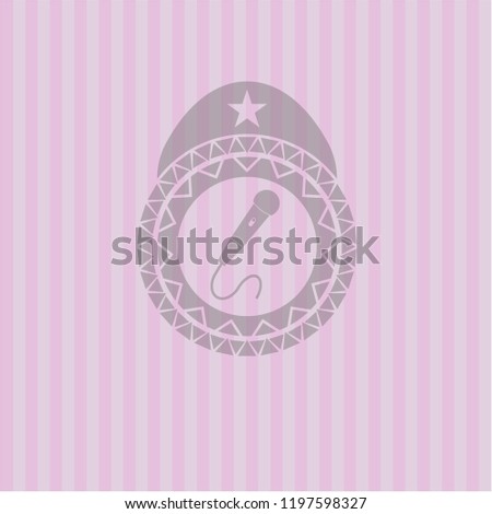microphone icon inside badge with pink background