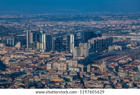 A picture of the business district of Naples taken from the top of the Castel Sant'Elmo.