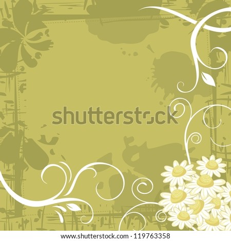 Grunge chamomile background with space for text