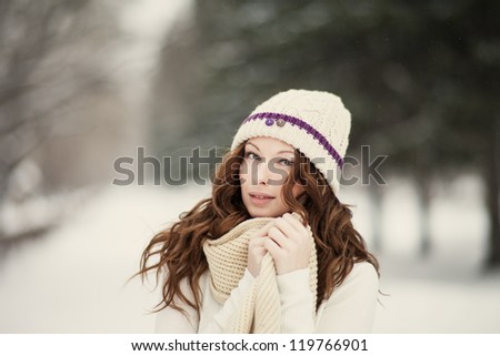 portrait of a woman in winter clothes