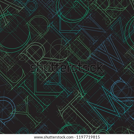 font seamless pattern on a black background, illustration clip-art
