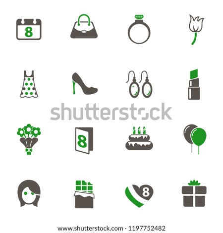 8 march simple vector icons in two colors