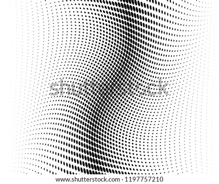 Wavy dot lines background. Pattern of dots, dotted lines, circles of different scale. Futuristic pattern. Monochrome backdrop to create backgrounds, templates, posters in a modern minimalist style
